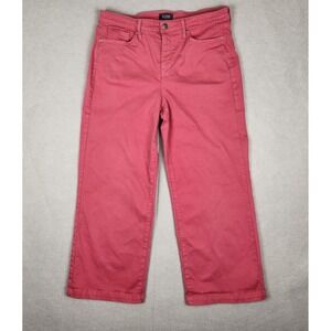 NYDJ Wide Leg Ankle Pants Women's Size 10 Pink Coral Stretch Denim Spring Pants